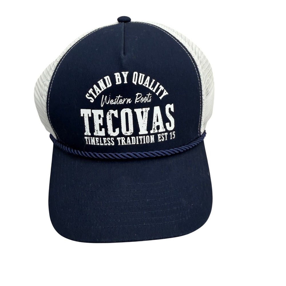 Tecovas Hat Mens One Size Navy Blue White Trucker Snapback Western Roots